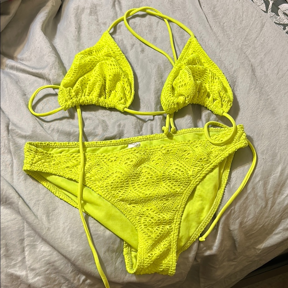 Vibrant Yellow Crochet Bikini Set